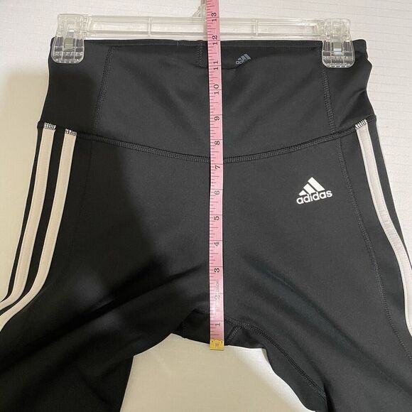 Women's Adidas Black White 3 Stripe Leggings Full Length Small Athleisure Track - Picture 8 of 9